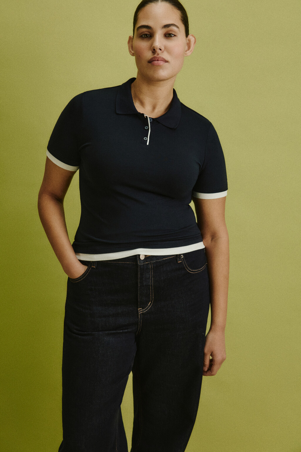 Футболка-поло с имитацией второго слоя - цвет синий - 1