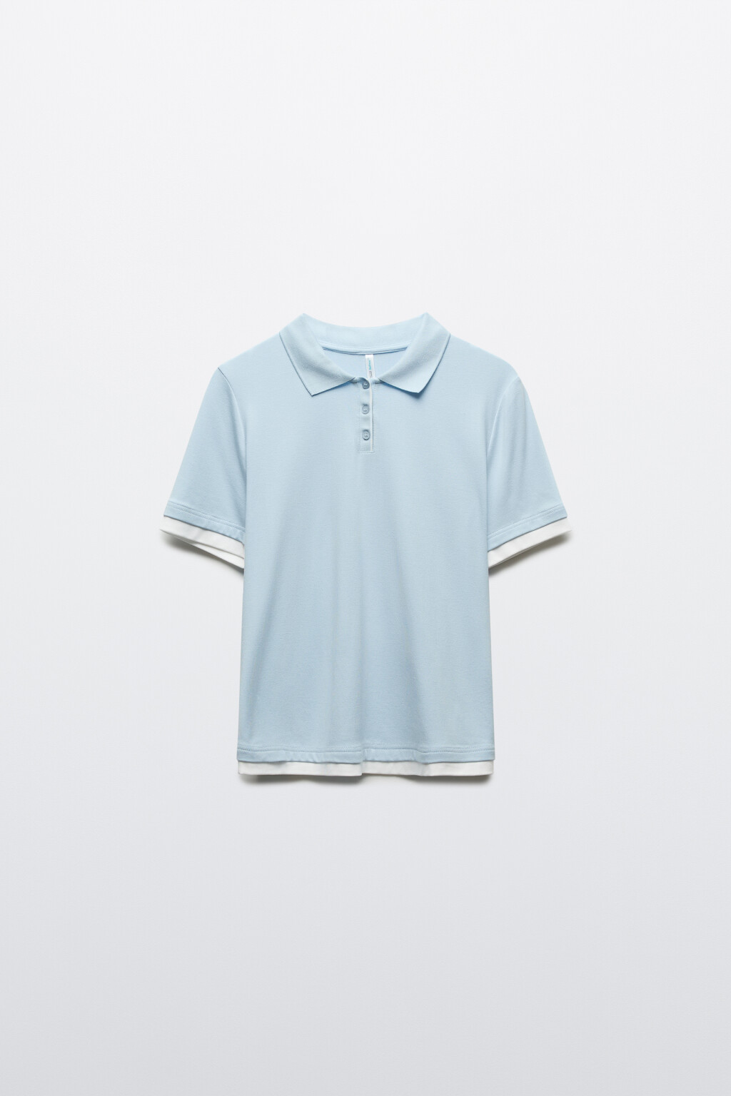Футболка-поло с имитацией второго слоя - цвет голубой - 9
