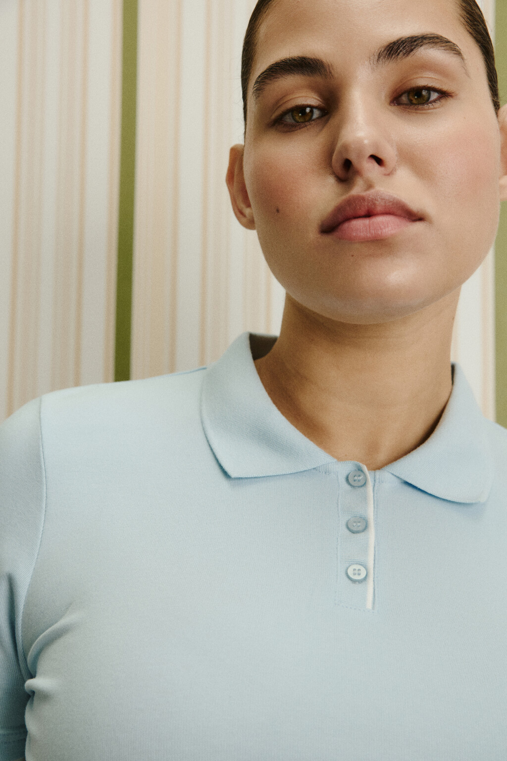 Футболка-поло с имитацией второго слоя - цвет голубой - 7