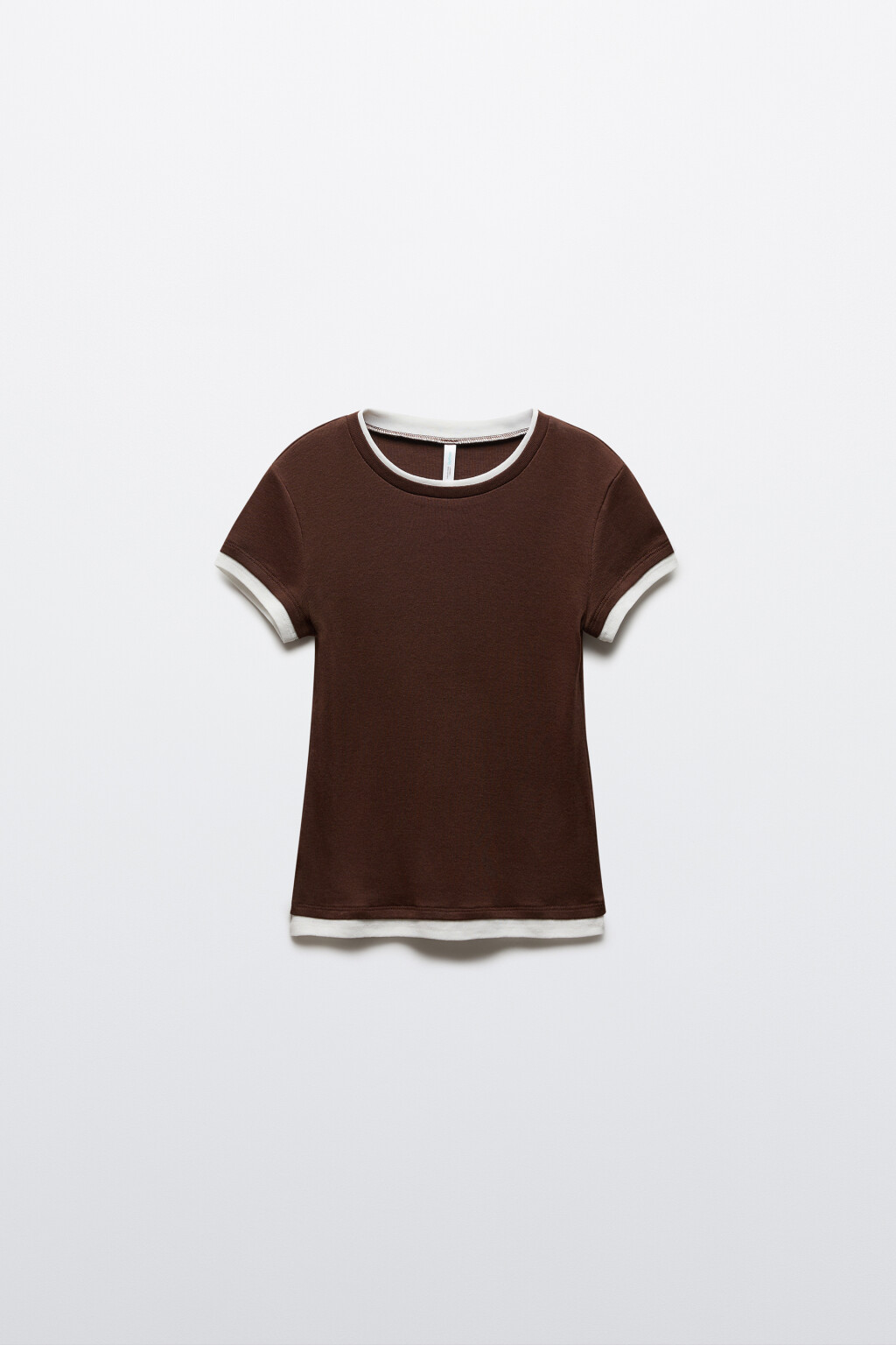 Футболка облегающая с имитацией второго слоя - цвет коричневый - 1