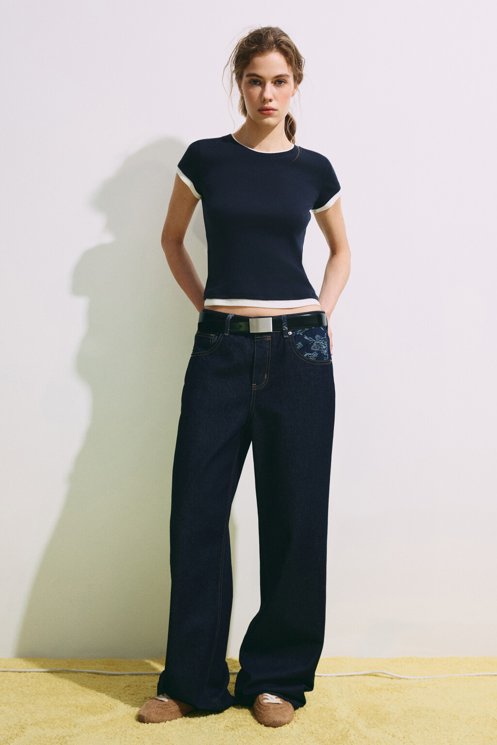 Футболка облегающая с имитацией второго слоя - цвет синий - 5