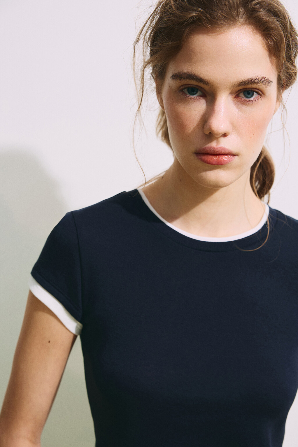 Футболка облегающая с имитацией второго слоя - цвет синий - 6