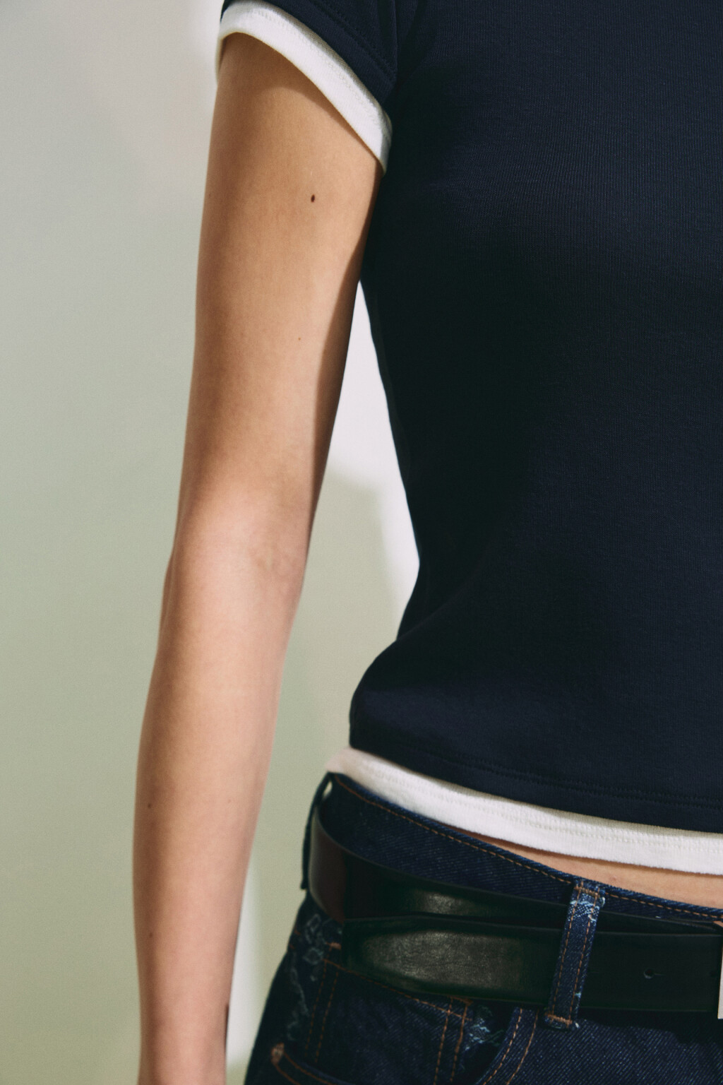 Футболка облегающая с имитацией второго слоя - цвет синий - 7