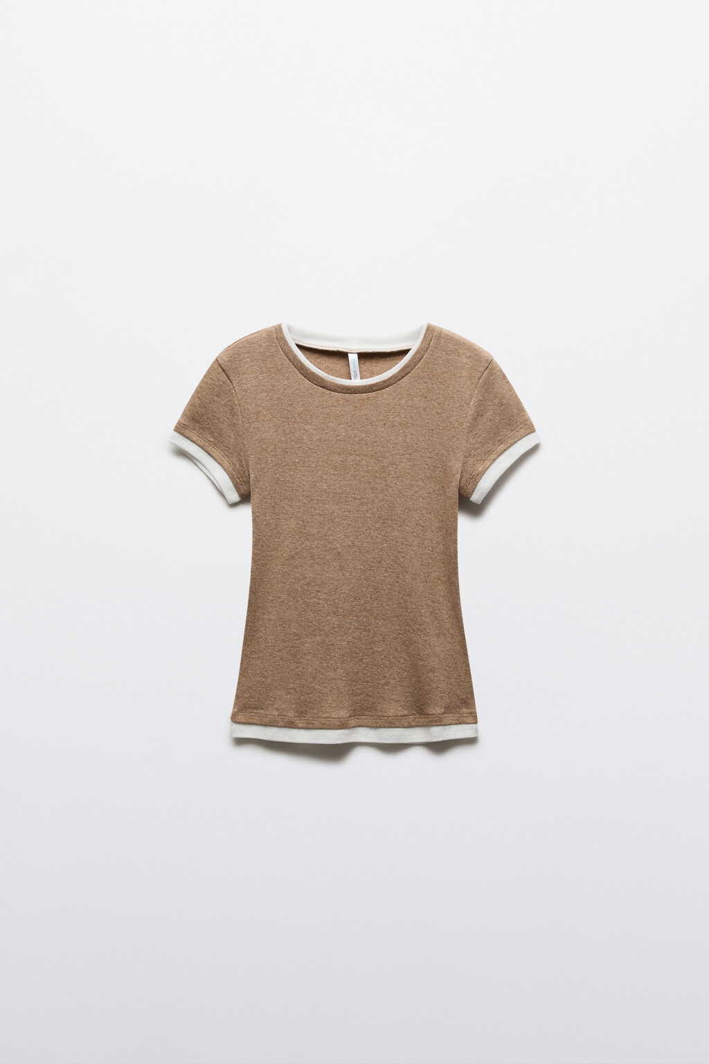 Футболка облегающая с имитацией второго слоя - цвет бежевый - 1