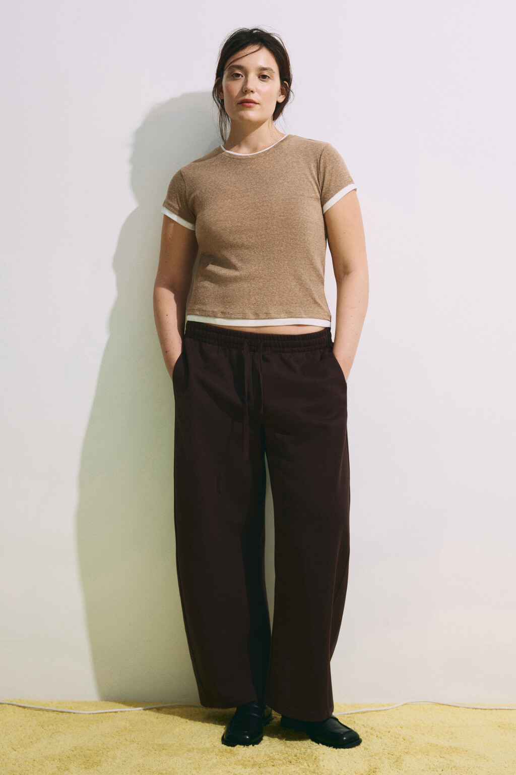 Футболка облегающая с имитацией второго слоя - цвет бежевый - 4