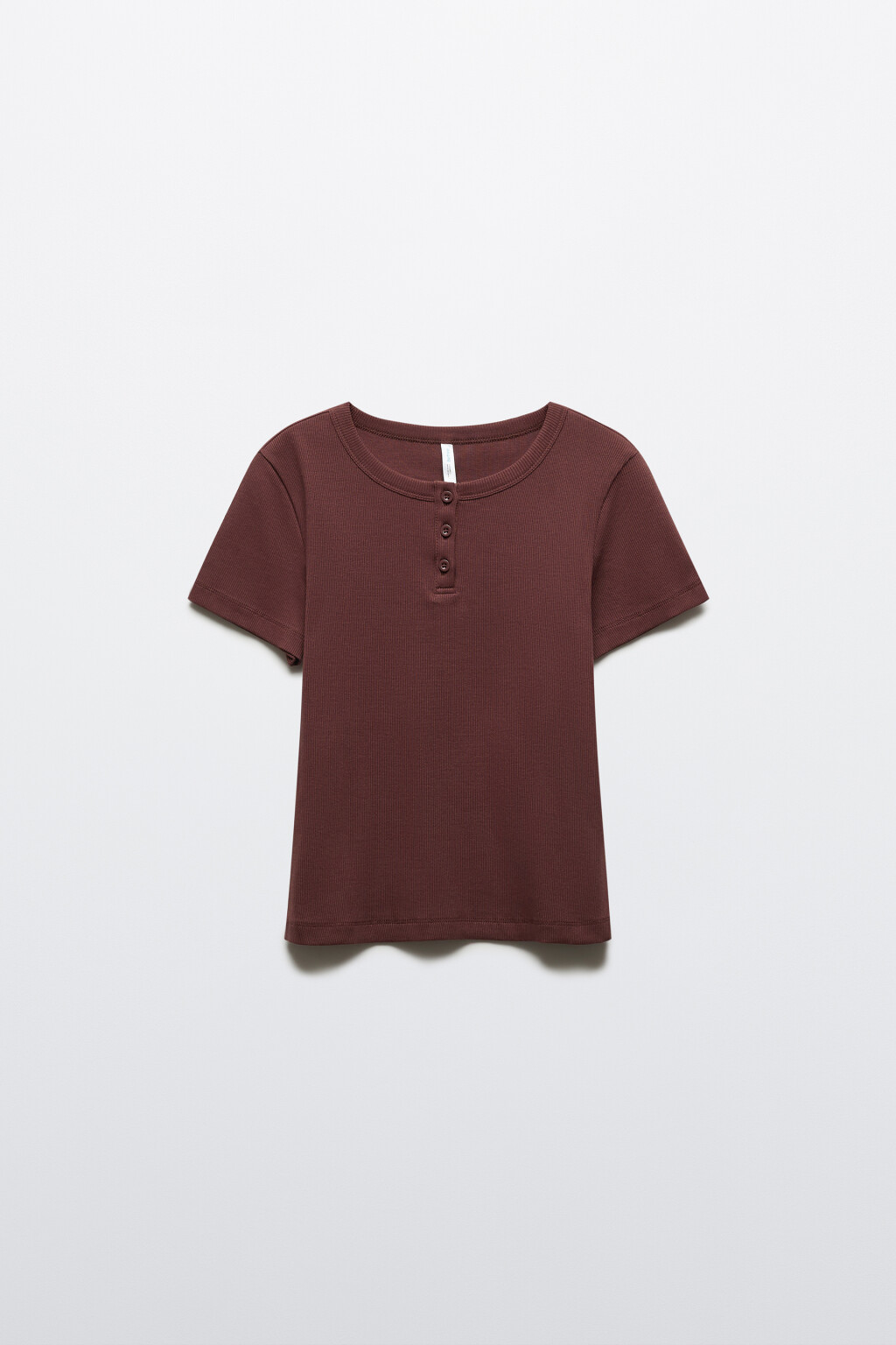 Футболка облегающая в рубчик с планкой - цвет коричневый - 8