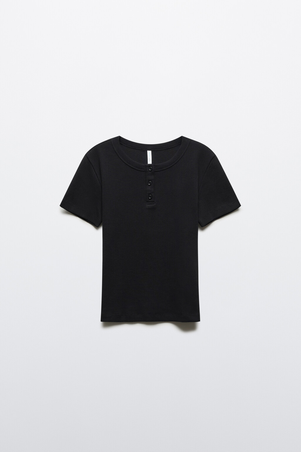 Футболка облегающая в рубчик с планкой - цвет черный - 1