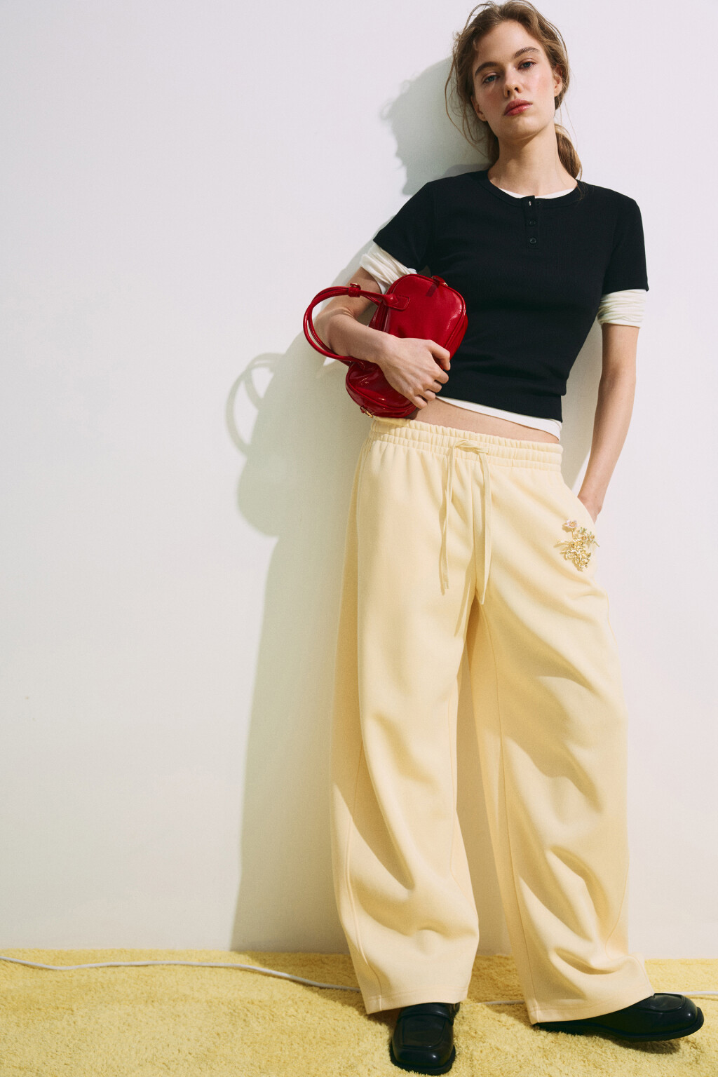 Футболка облегающая в рубчик с планкой - цвет черный - 3