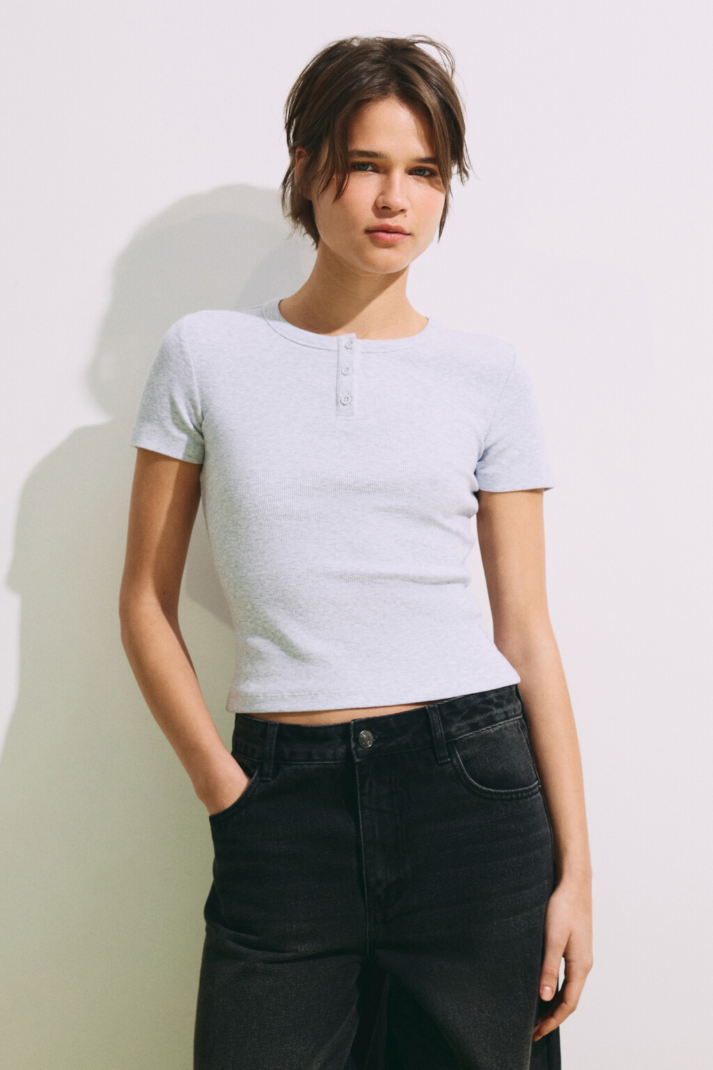 Футболка облегающая с планкой - цвет серый - 2