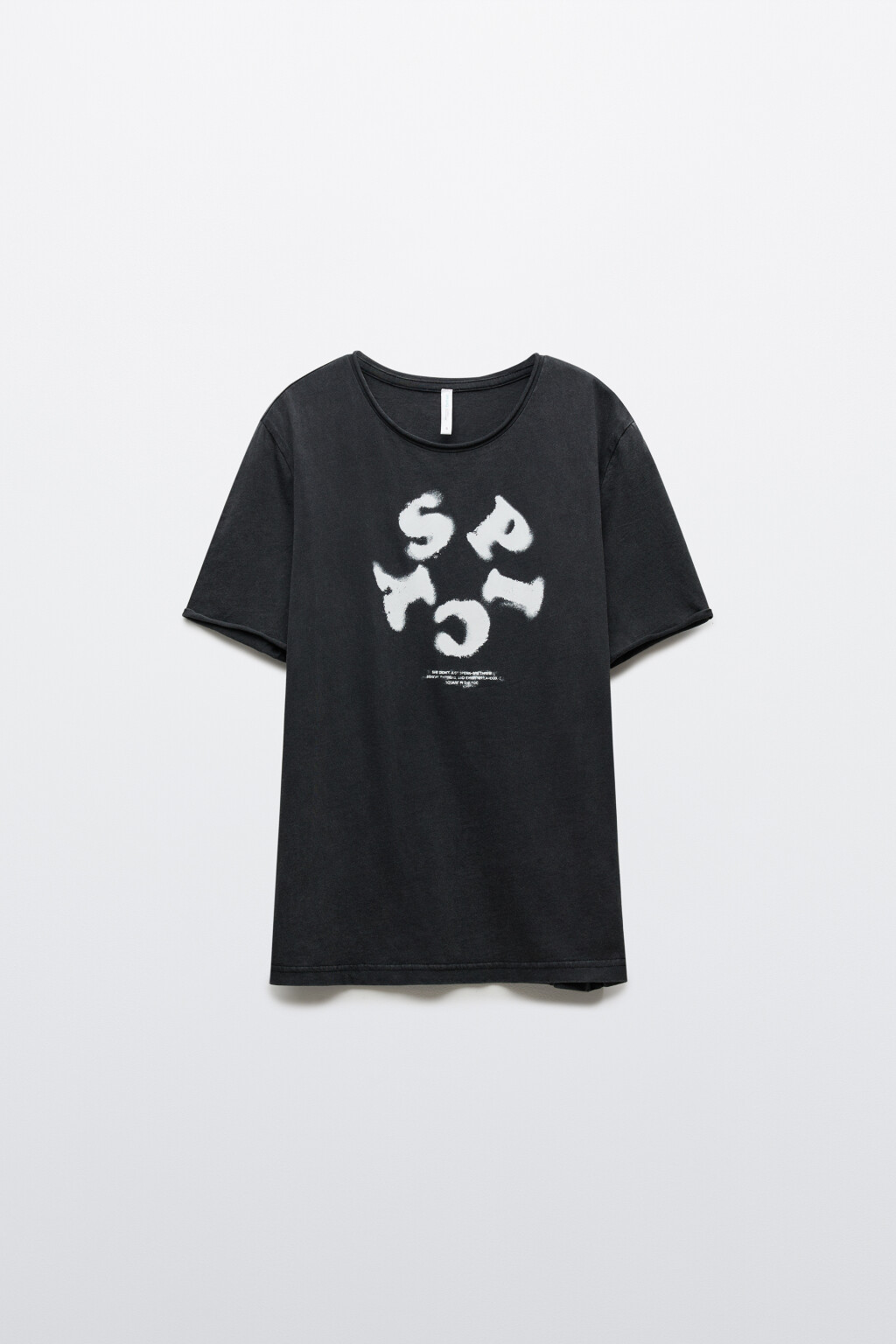 Футболка с вареным эффектом и надписью - цвет черный - 8