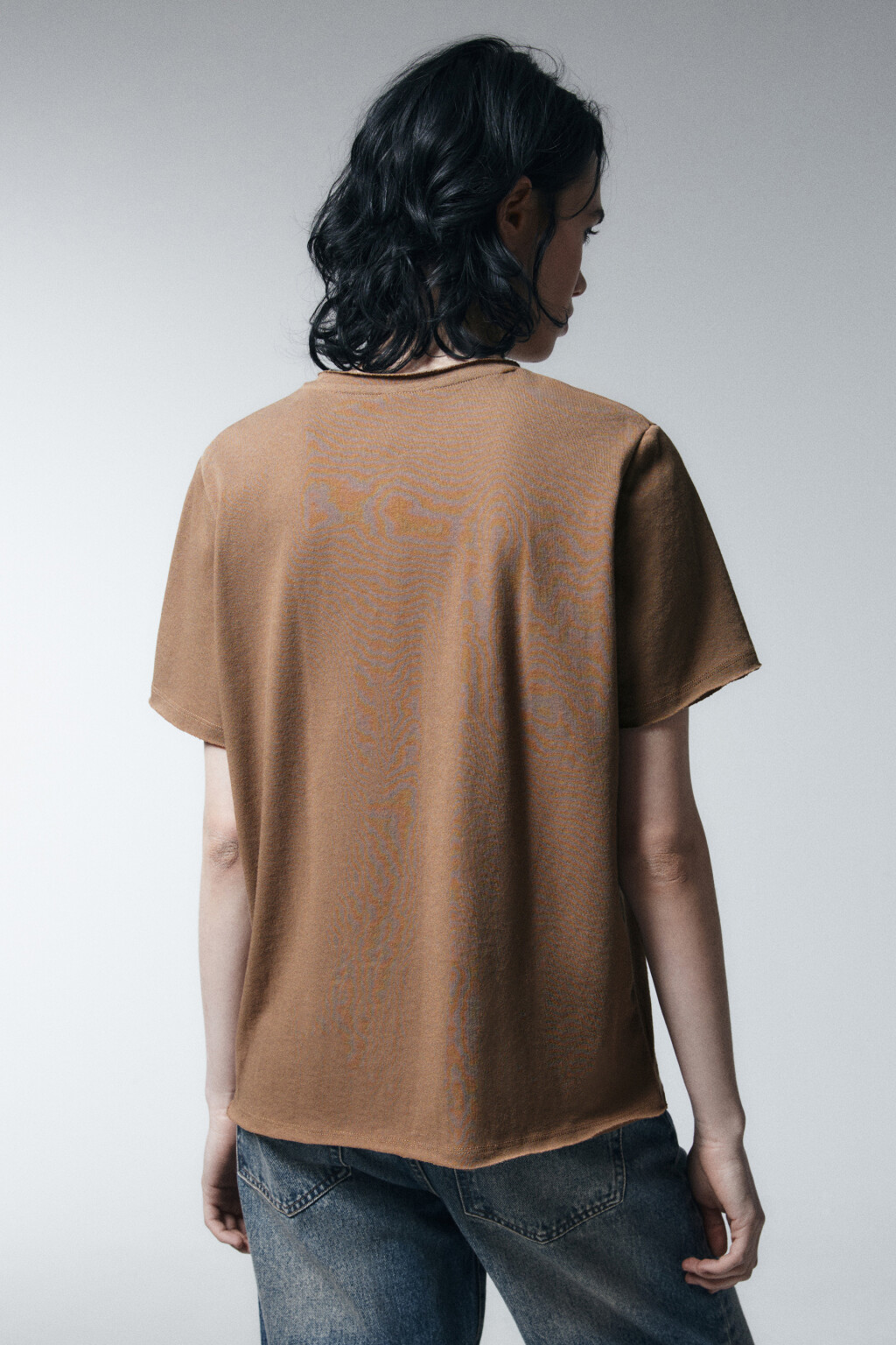 Футболка базовая удлиненная - цвет коричневый - 3