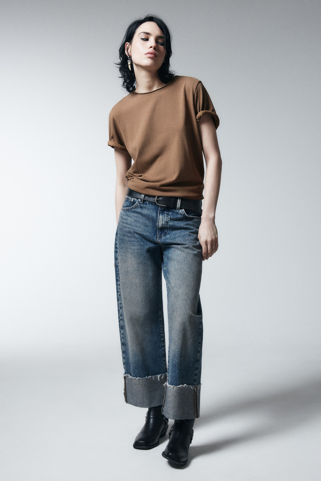 Футболка базовая удлиненная - цвет коричневый - 4