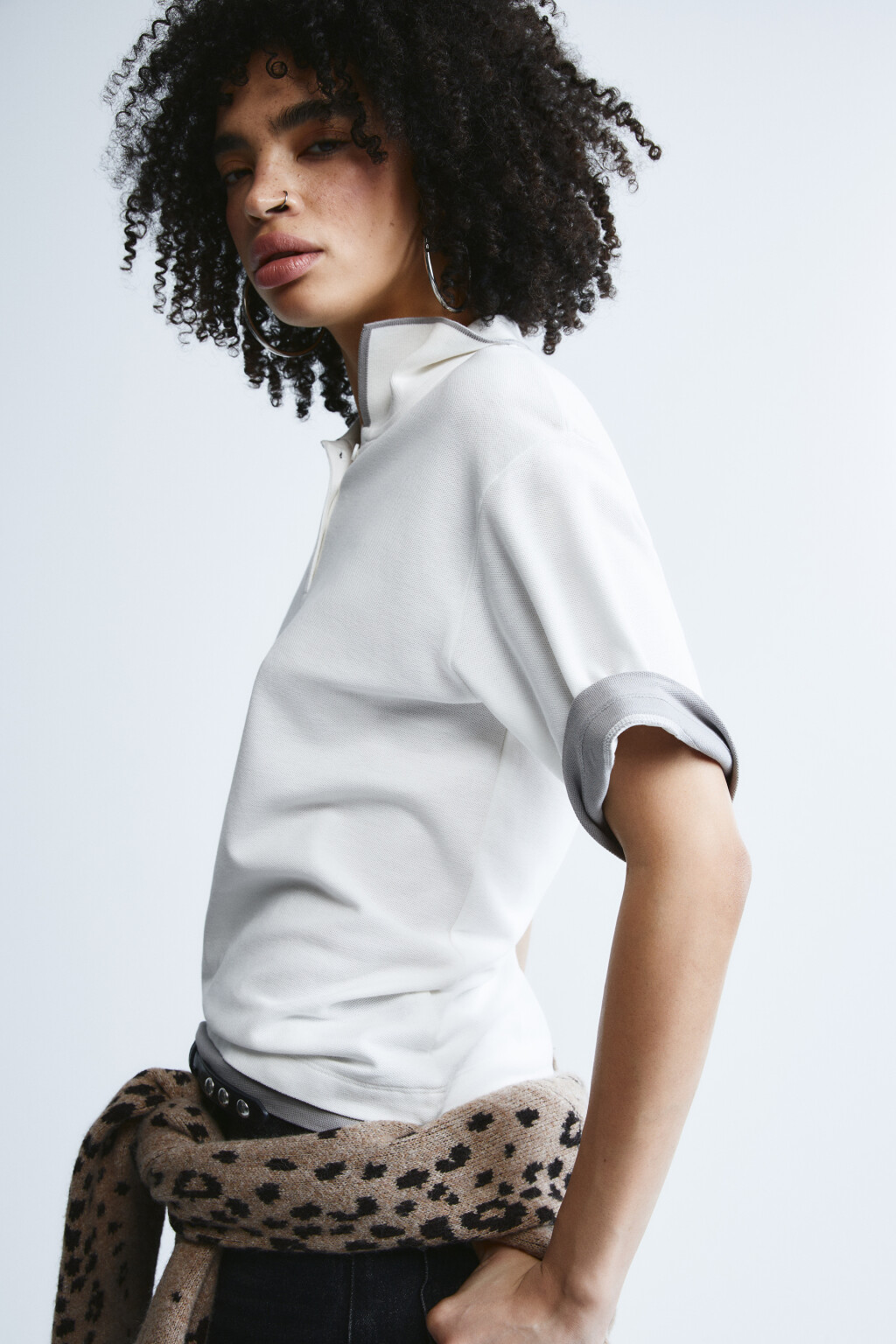 Футболка-поло с имитацией второго слоя - цвет белый - 2