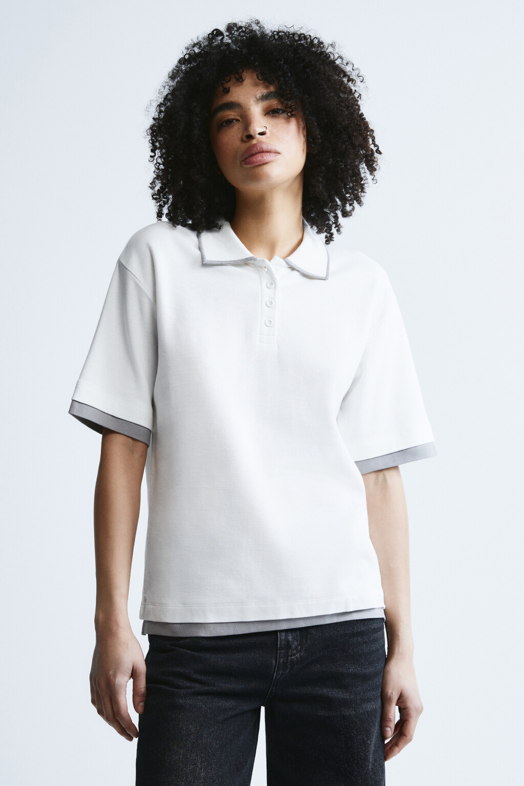 Футболка-поло с имитацией второго слоя - цвет белый - 3