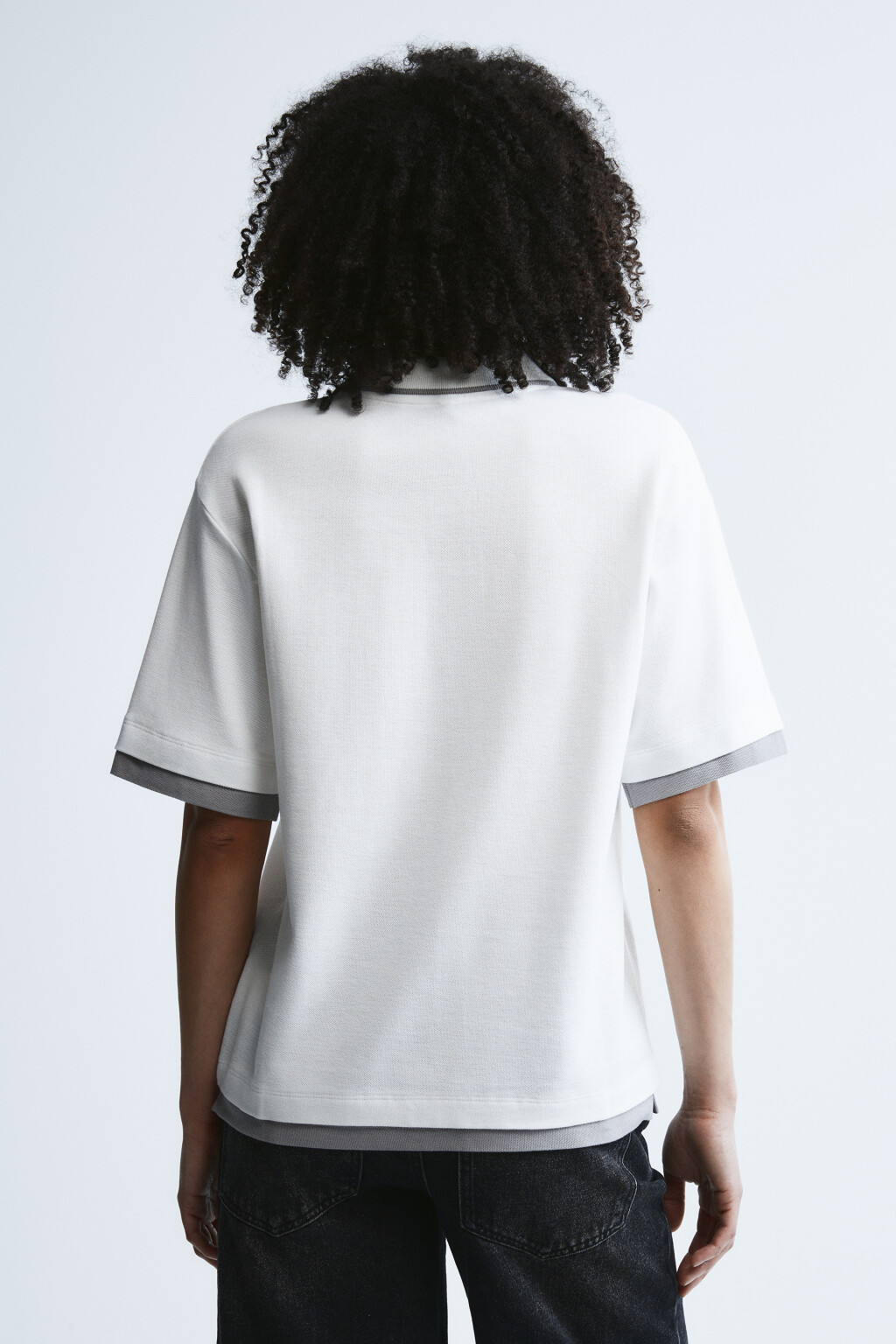 Футболка-поло с имитацией второго слоя - цвет белый - 4