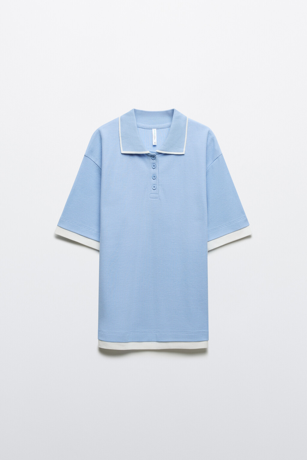 Футболка-поло с имитацией второго слоя - цвет голубой - 1