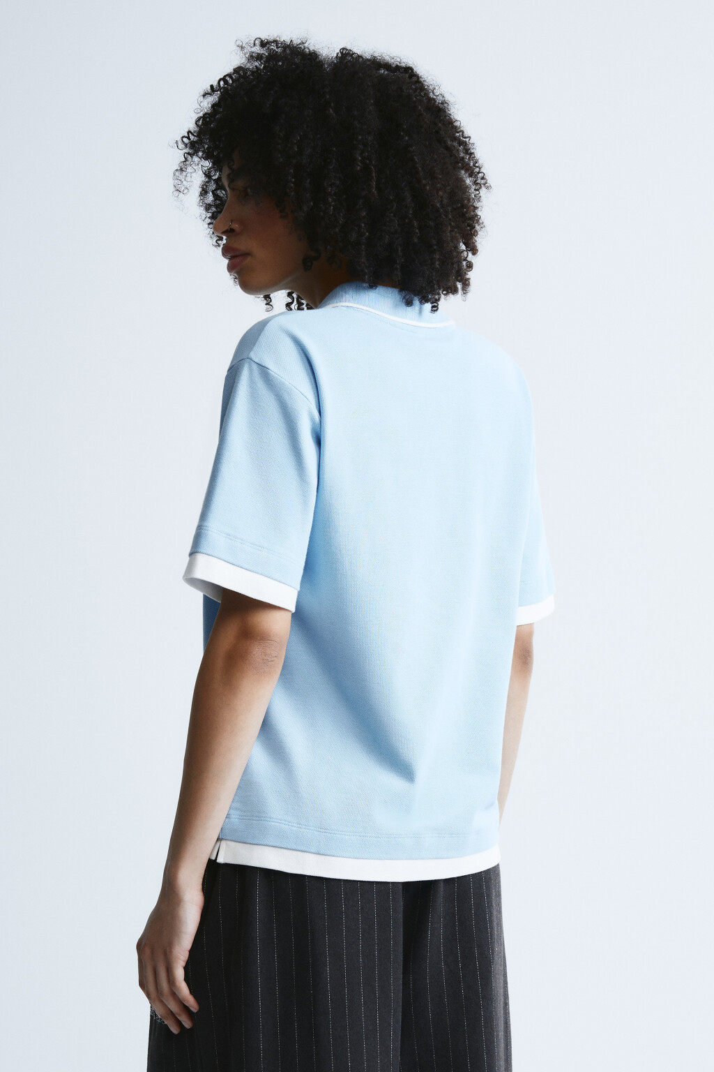 Футболка-поло с имитацией второго слоя - цвет голубой - 3