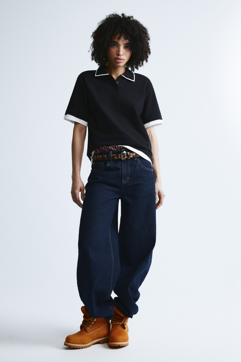 Футболка-поло с имитацией второго слоя - цвет черный - 4