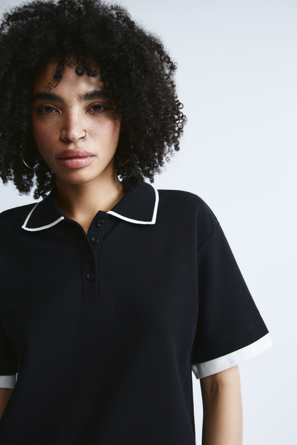 Футболка-поло с имитацией второго слоя - цвет черный - 5