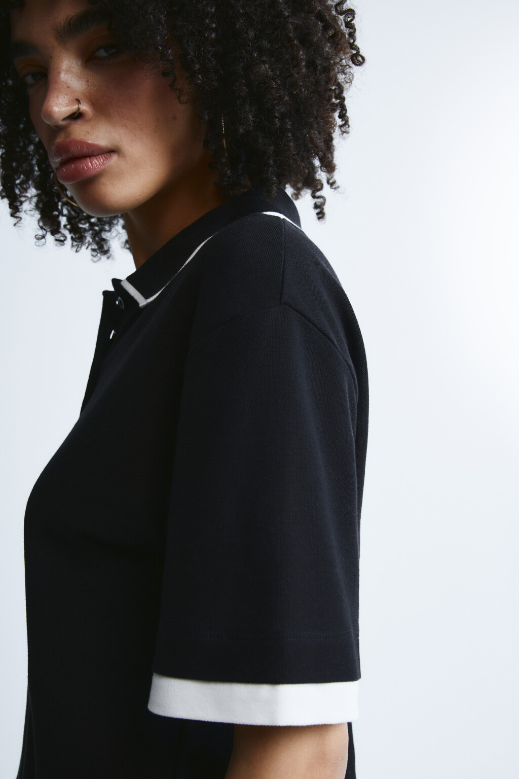 Футболка-поло с имитацией второго слоя - цвет черный - 6