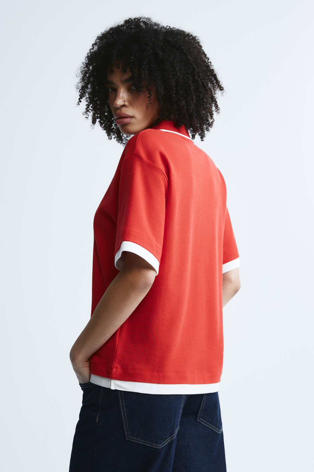 Футболка-поло с имитацией второго слоя - цвет красный - 3