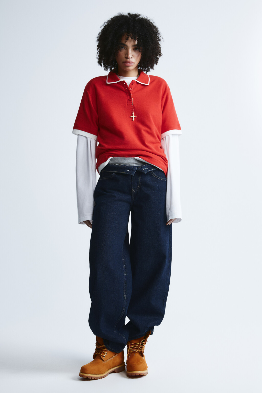 Футболка-поло с имитацией второго слоя - цвет красный - 4