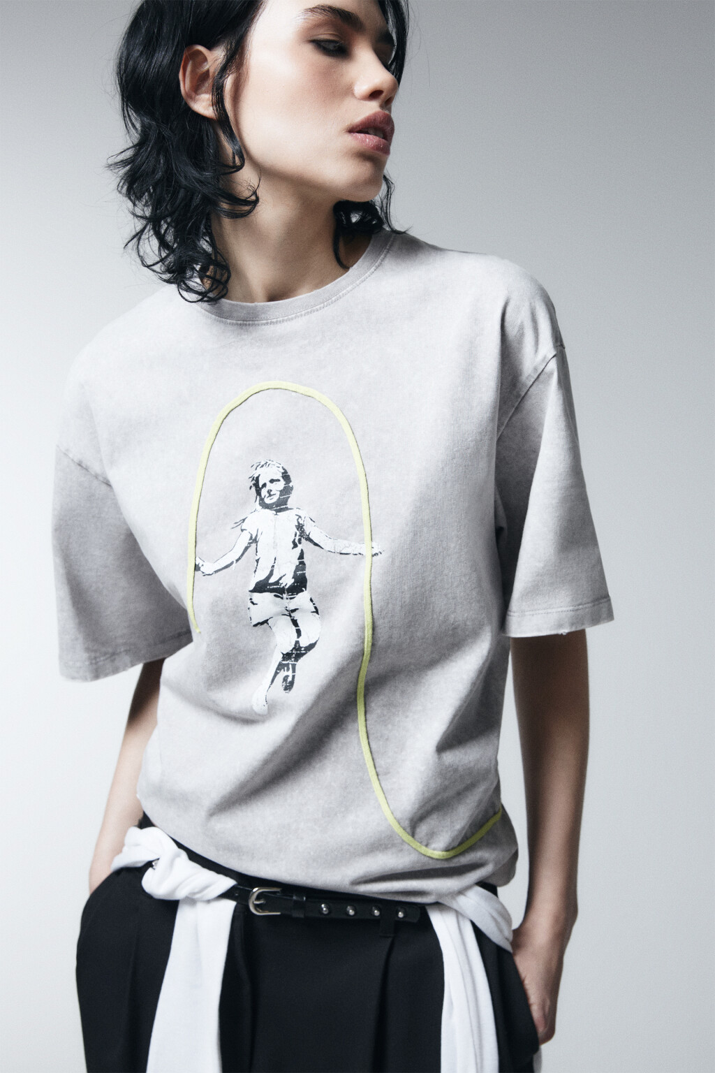 Футболка хлопковая oversize с принтом - цвет мультиколор - 1