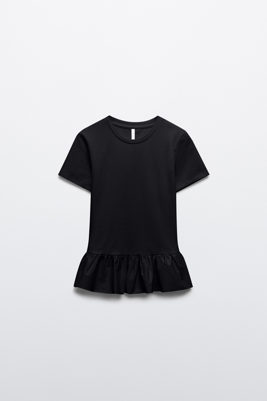 Футболка облегающая с баской - цвет черный - 7