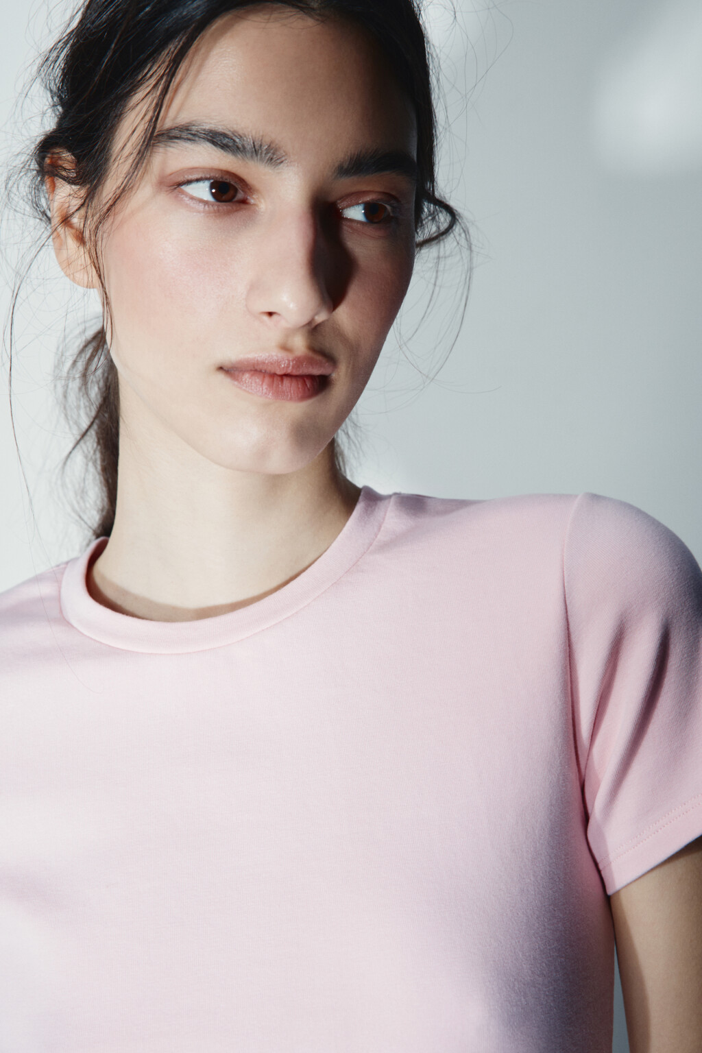 Футболка облегающая с баской - цвет розовый - 5