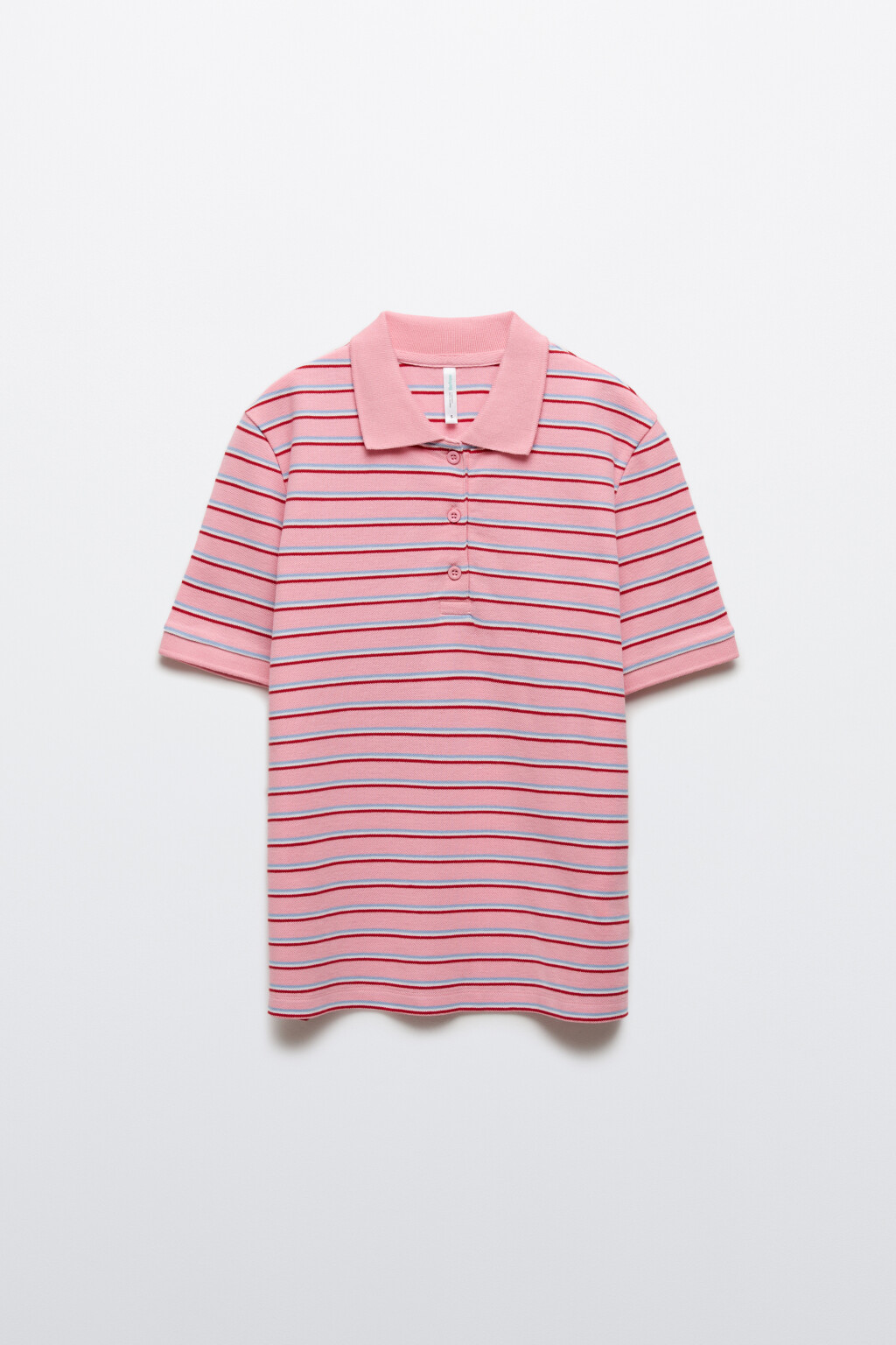 Футболка-поло хлопковая в полоску - цвет розовый - 7