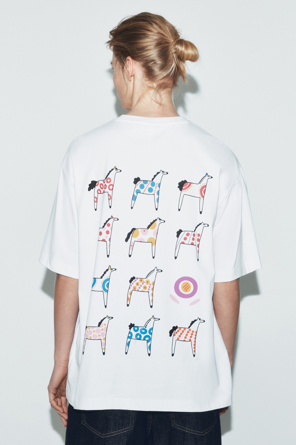 Футболка хлопковая оверсайз с принтом - цвет мультиколор - 3