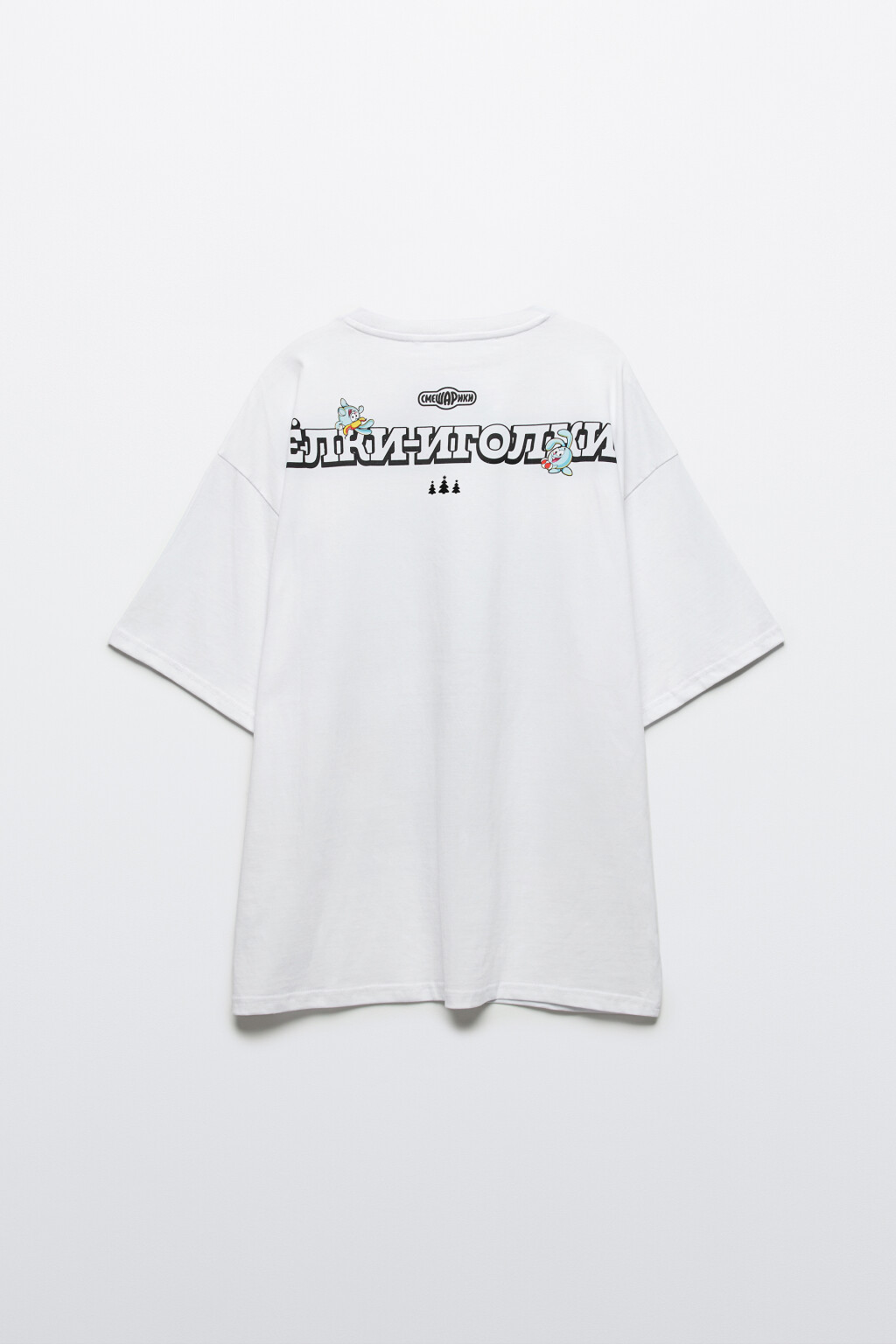 Футболка хлопковая oversize с новогодним принтом - цвет белый - 9