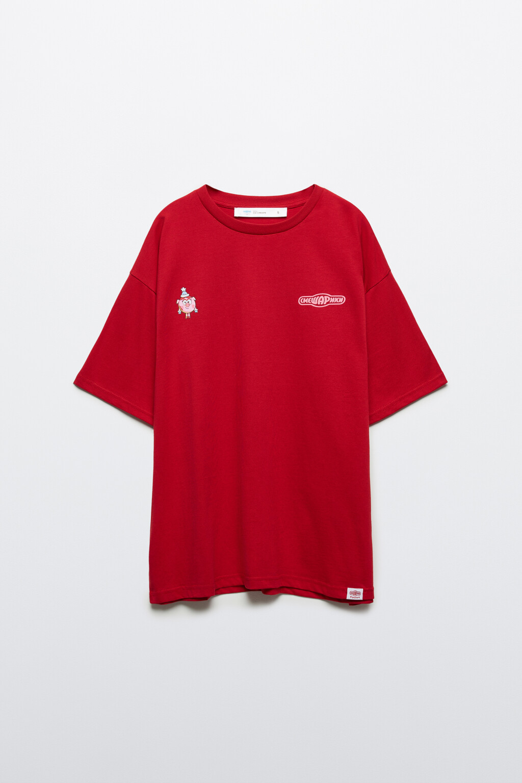 Футболка хлопковая oversize с новогодним принтом - цвет красный - 7