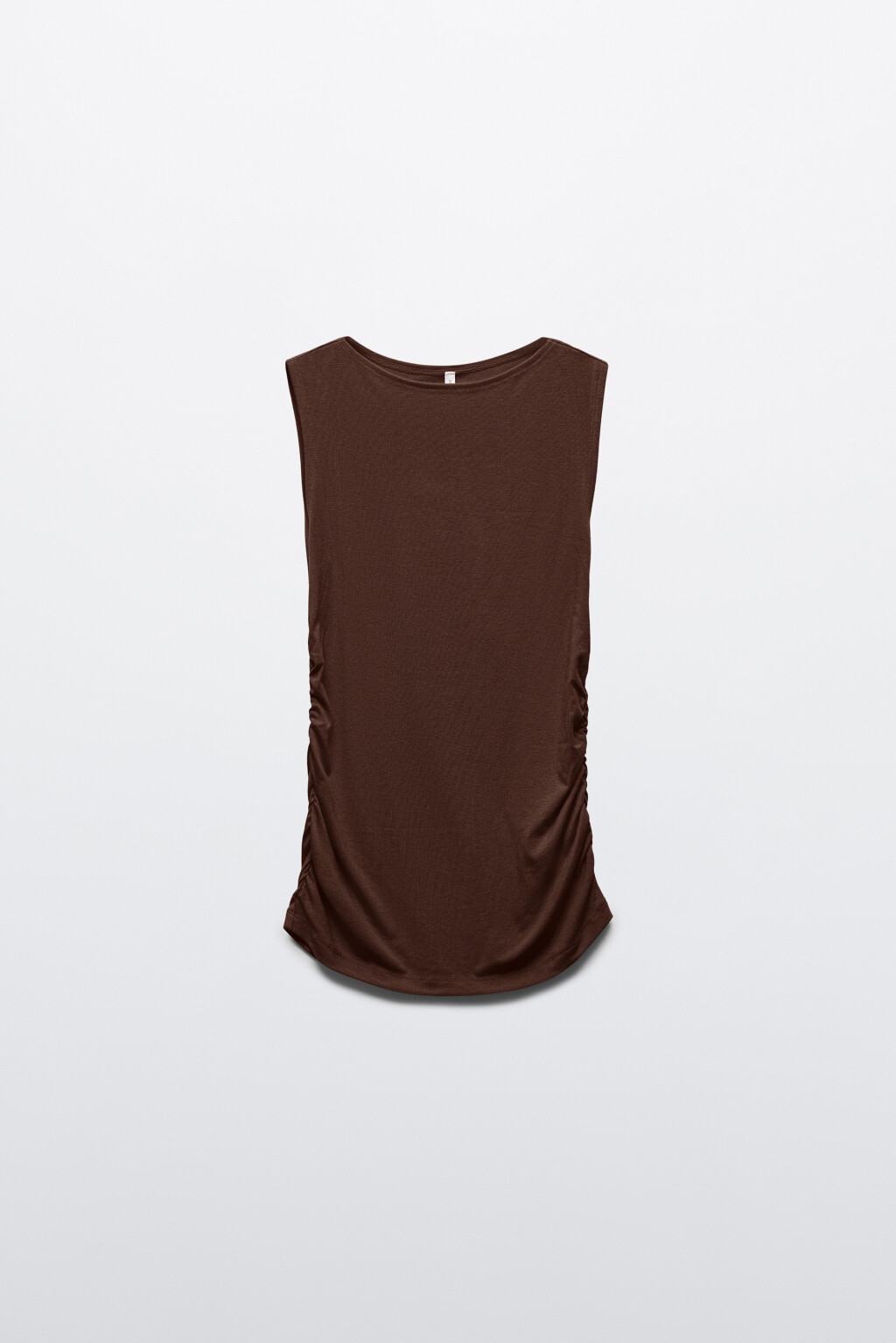 Майка облегающая с драпировками - цвет коричневый - 1