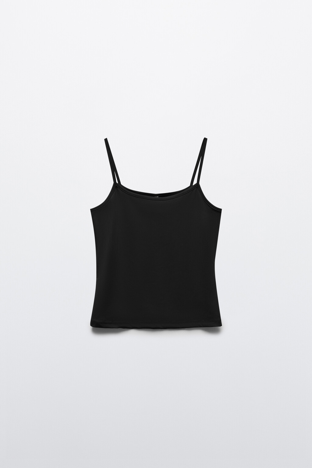 Майка-топ приталенная на лямках - цвет черный - 1