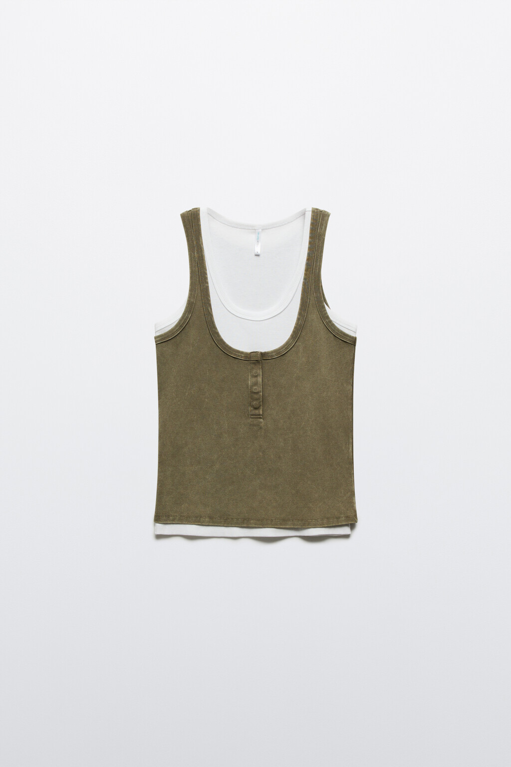 Майка двойная со стиркой - цвет зеленый - 1