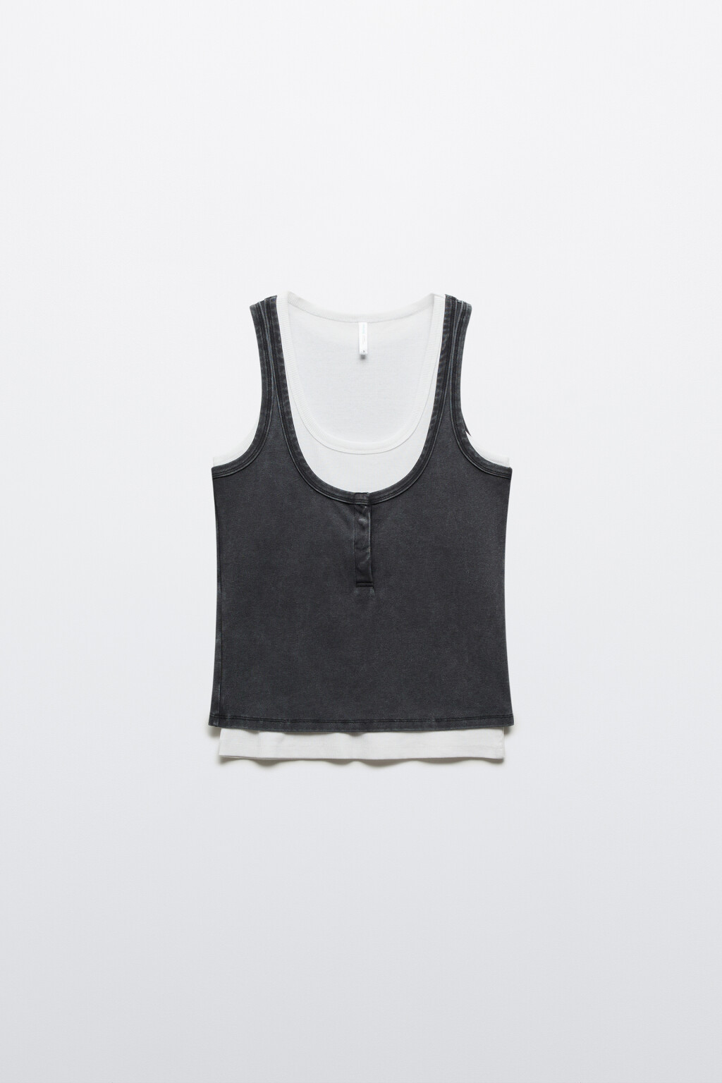 Майка двойная со стиркой - цвет серый - 1