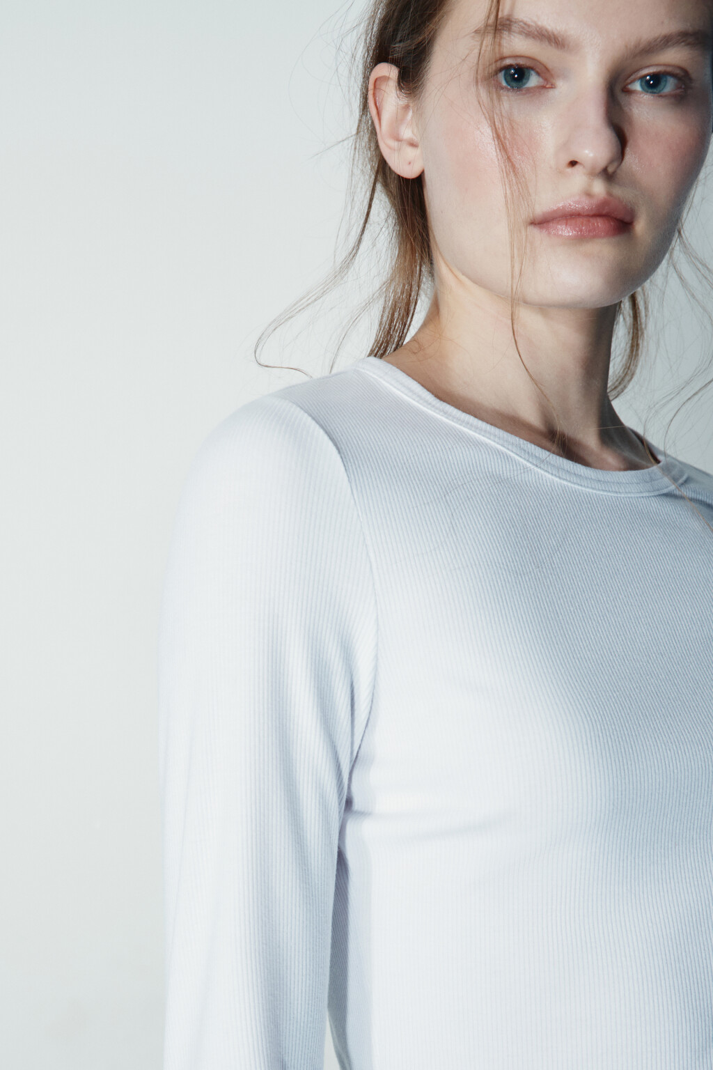 Лонгслив облегающий в рубчик - цвет белый - 6