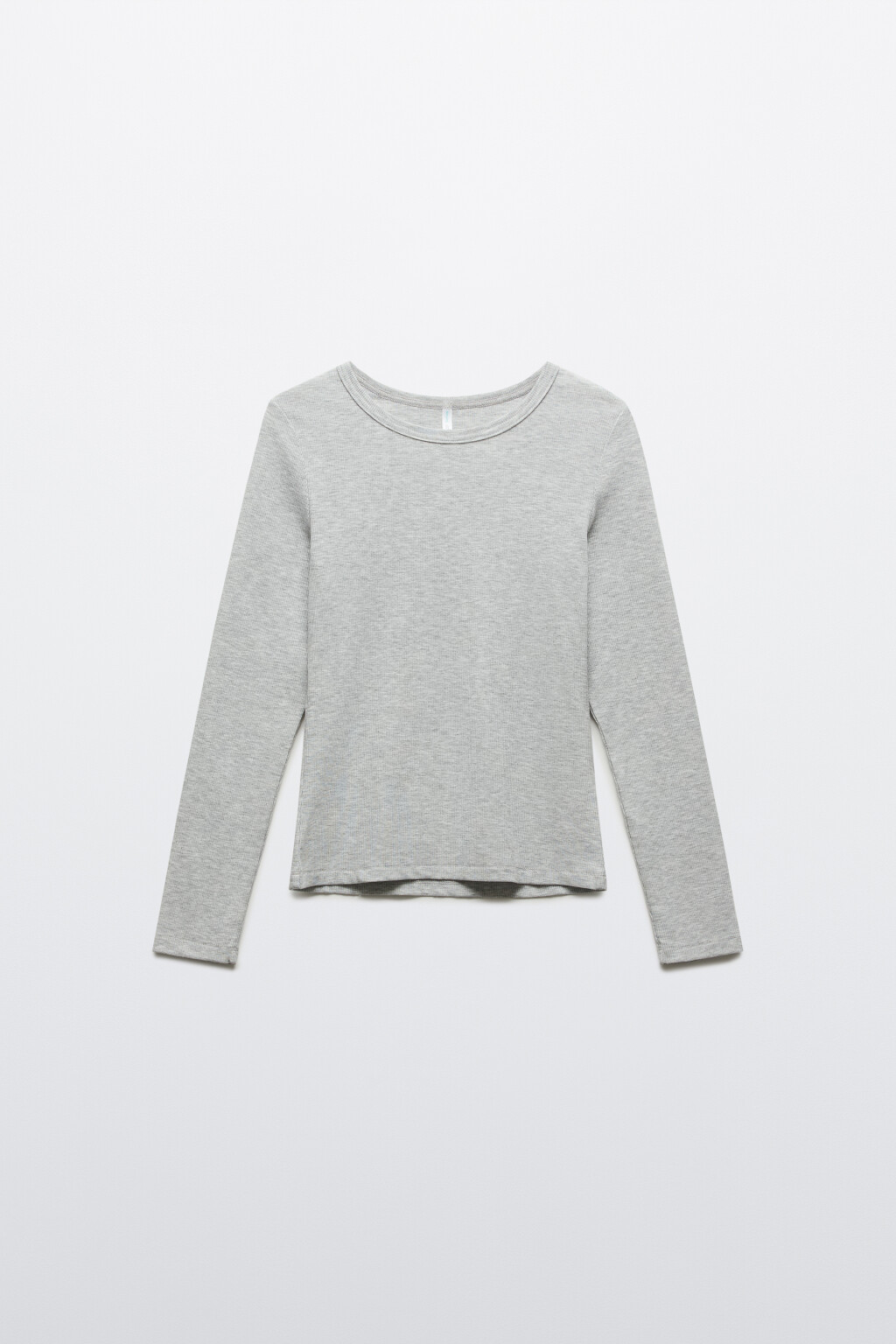 Лонгслив облегающий в рубчик - цвет серый - 1