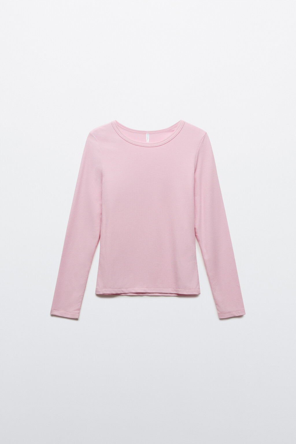 Лонгслив облегающий в рубчик - цвет розовый - 1