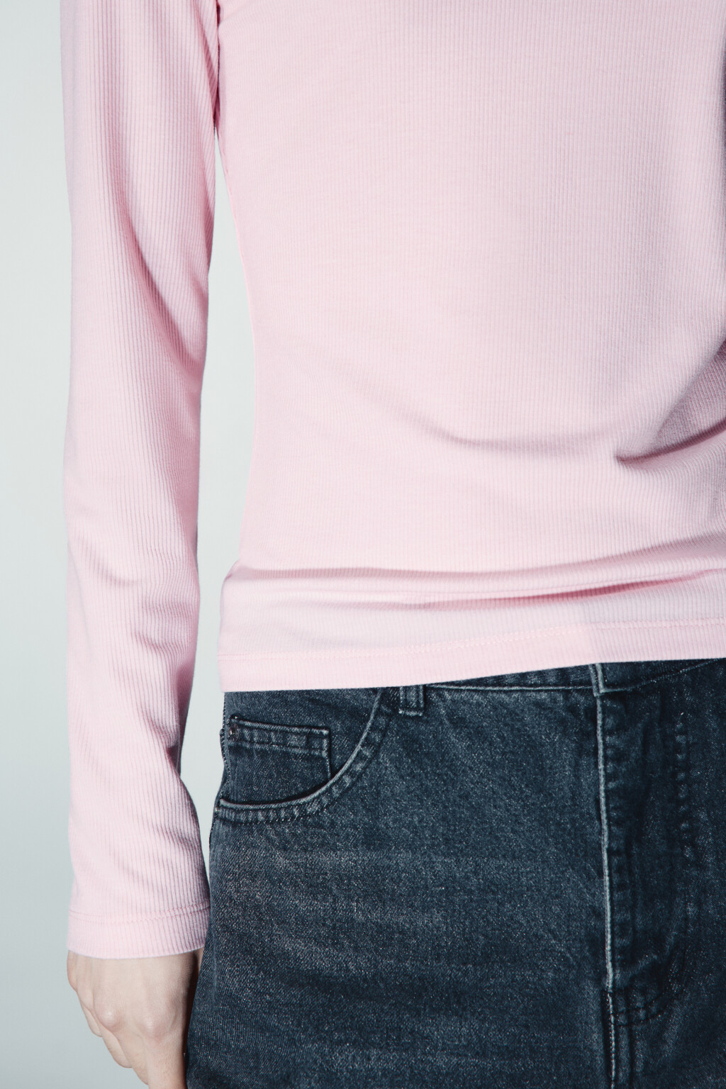 Лонгслив облегающий в рубчик - цвет розовый - 6