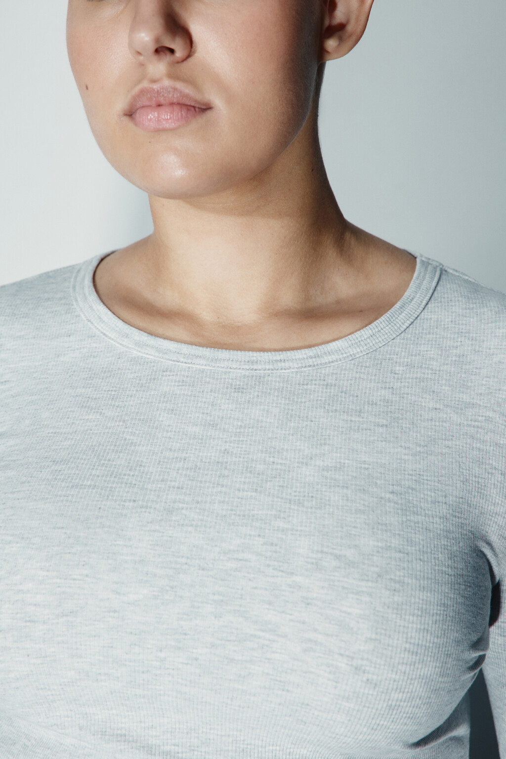 Лонгслив облегающий в рубчик - цвет серый - 5