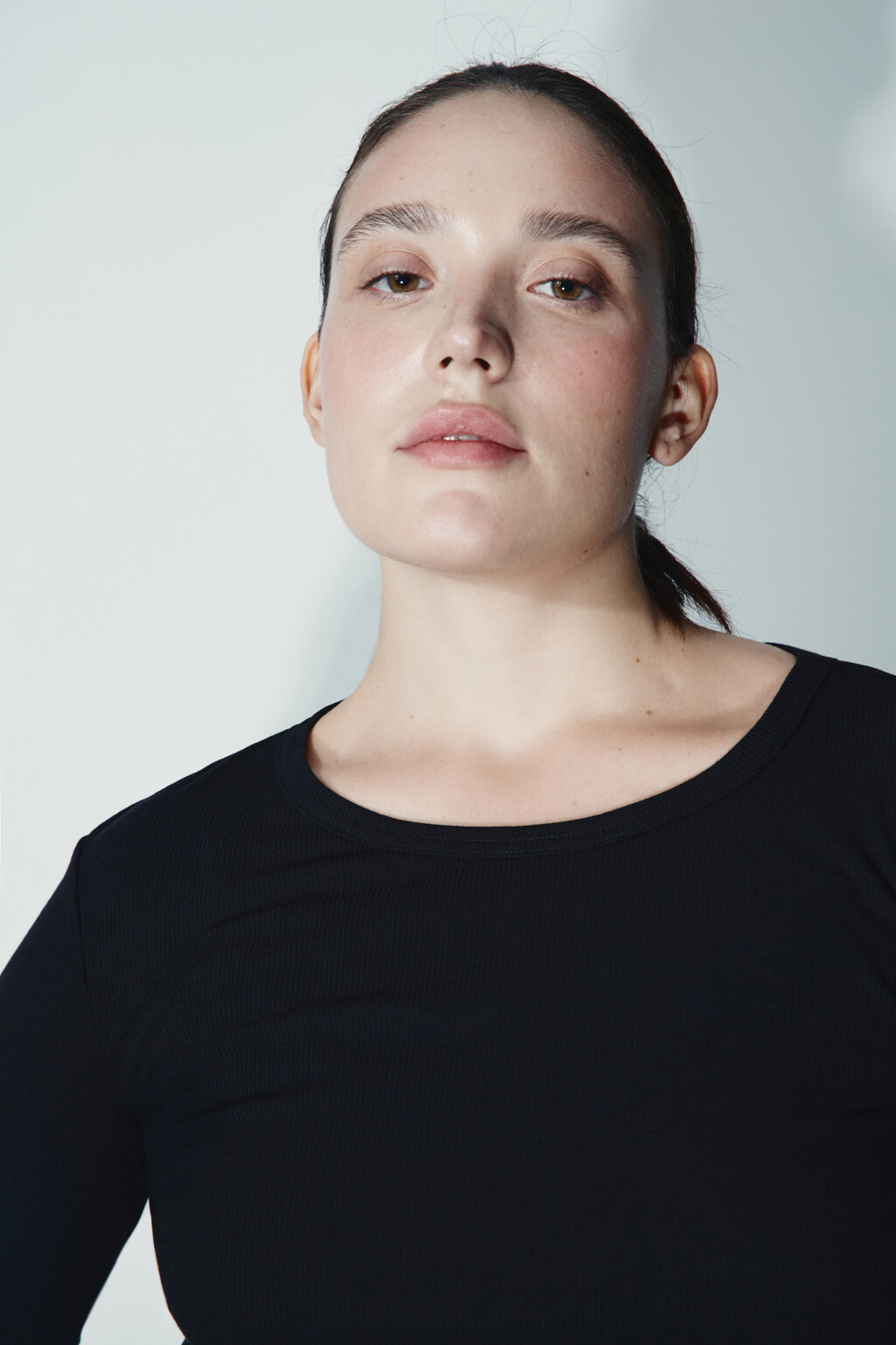 Лонгслив облегающий в рубчик - цвет черный - 5