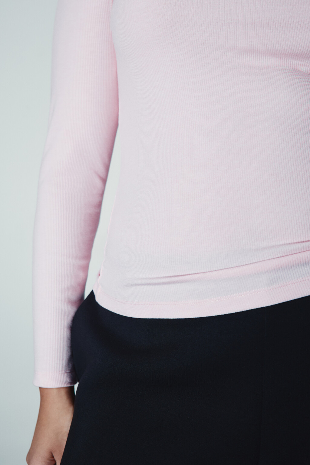 Лонгслив облегающий в рубчик - цвет розовый - 5