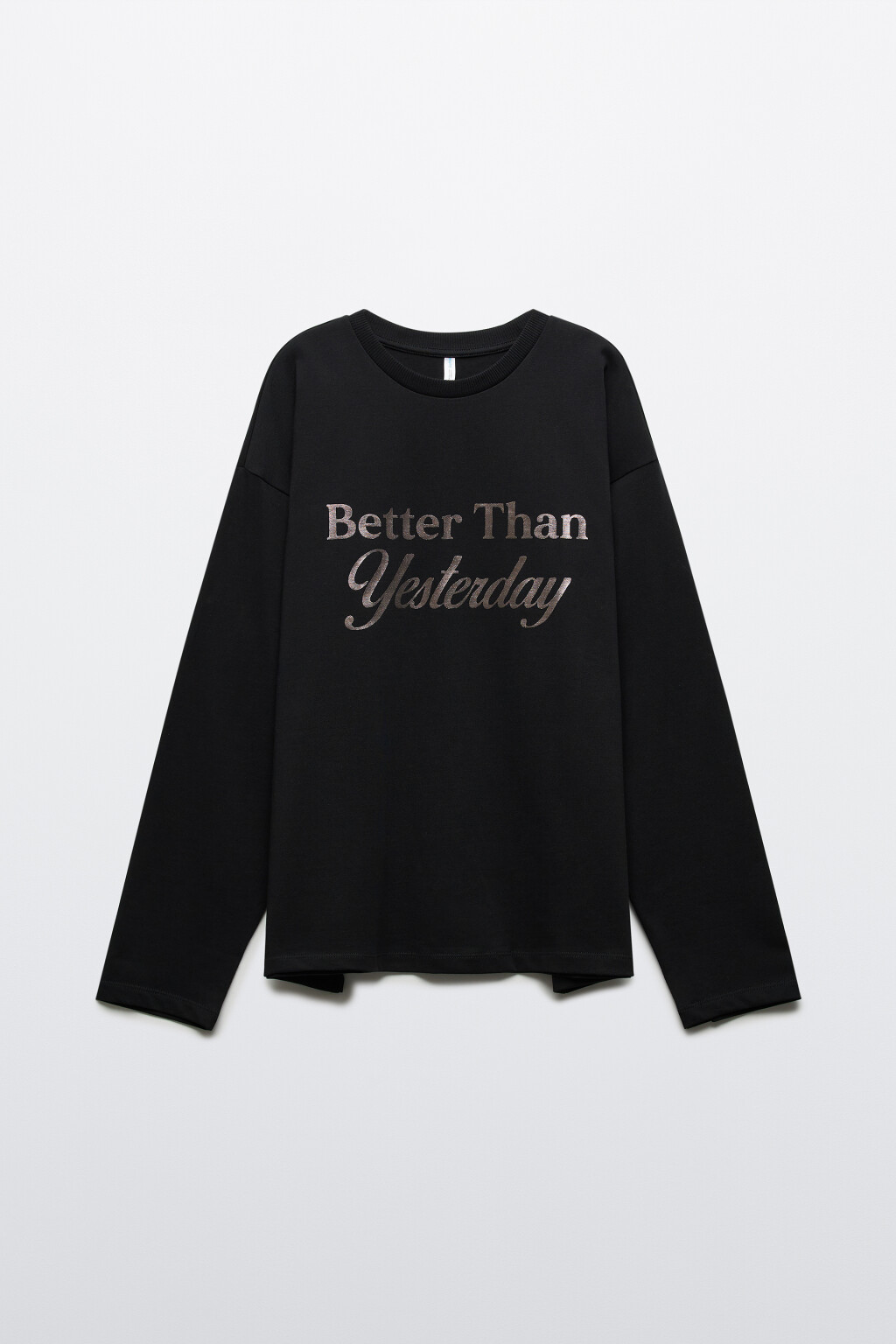 Лонгслив хлопковый с принтом - цвет черный - 1