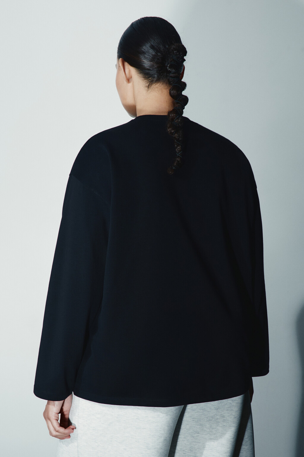 Лонгслив хлопковый с принтом - цвет черный - 3