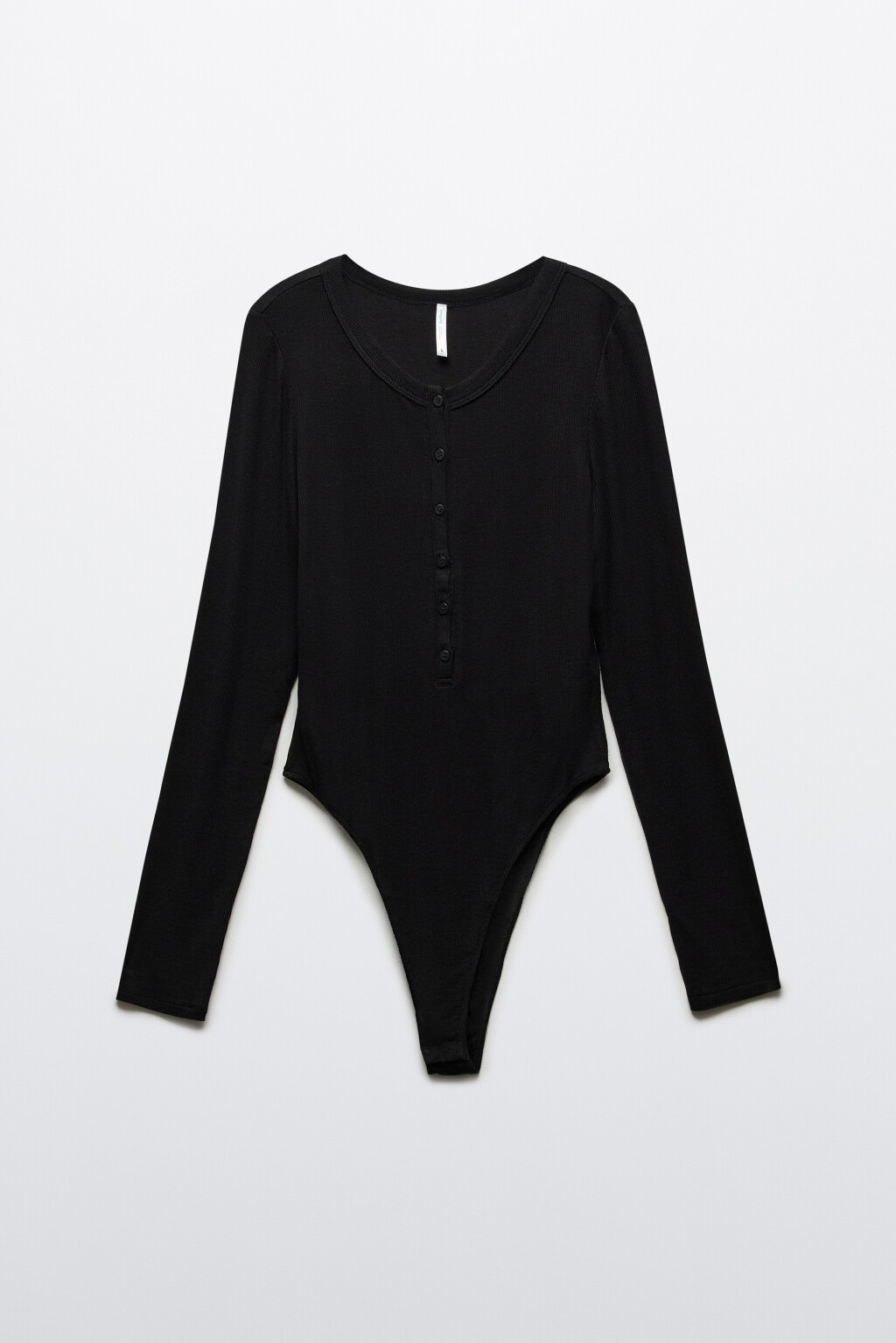 Боди-лонгслив с застежкой на груди - цвет черный - 1