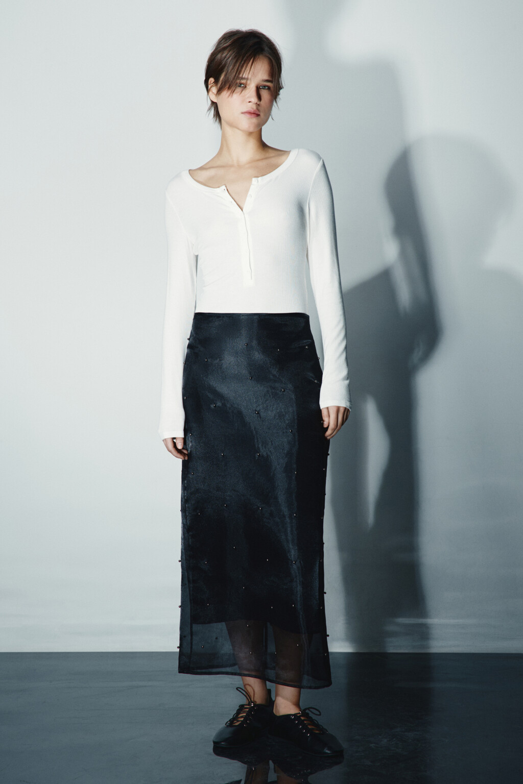 Боди-лонгслив с застежкой на груди - цвет молочный - 5