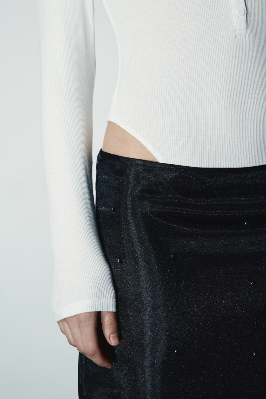 Боди-лонгслив с застежкой на груди - цвет молочный - 7