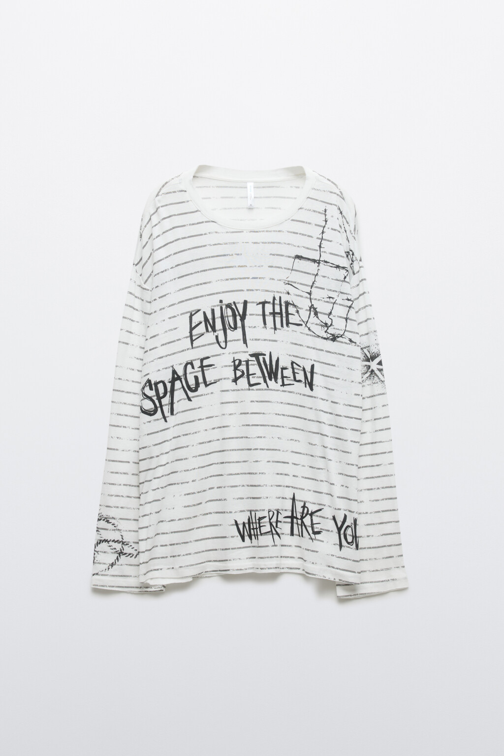 Лонгслив удлиненный с принтом - цвет белый - 8